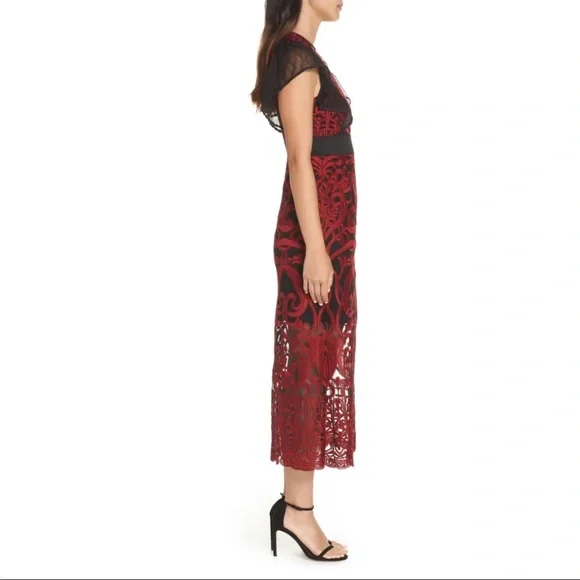 Foxiedox Red and Black Embroidered Dress Sz 2 New! - Picture 5 of 16